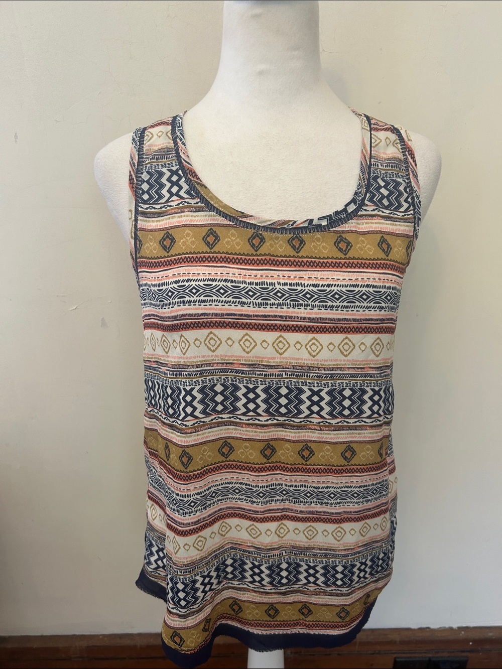 THML Striped Aztec Print Sleeveless Multicolored tank Size MP EUC